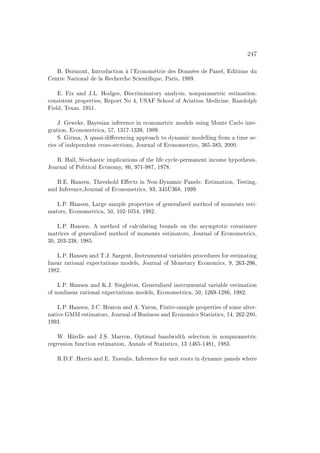 ¾
º ÓÖÑÓÒØ¸ ÁÒØÖÓ Ù Ø ÓÒ Ð³ ÓÒÓÑ ØÖ × ÓÒÒ × È Ò Ð¸ Ø ÓÒ× Ù
ÒØÖ Æ Ø ÓÒ Ð Ð Ê Ö Ë ÒØ ÕÙ ¸ È Ö ×¸ ½ º
º Ü Ò ÂºÄº ÀÓ ×¸ × Ö Ñ Ò ØÓÖÝ Ò ÐÝ× ×¸ ÒÓÒÔ Ö Ñ ØÖ ×Ø Ñ Ø ÓÒ
ÓÒ× ×Ø ÒØ ÔÖÓÔ ÖØ ×¸ Ê ÔÓÖØ ÆÓ ¸ ÍË Ë ÓÓÐ Ó Ú Ø ÓÒ Å Ò ¸ Ê Ò ÓÐÔ
Ð ¸ Ì Ü ×¸ ½ ½º
Âº Û ¸ Ý × Ò Ò Ö Ò Ò ÓÒÓÑ ØÖ ÑÓ Ð× Ù× Ò ÅÓÒØ ÖÐÓ ÒØ ¹
Ö Ø ÓÒ¸ ÓÒÓÑ ØÖ ¸ ¸ ½¿½ ¹½¿¿ ¸ ½ º
Ëº ÖÑ ¸ ÕÙ × ¹ Ö Ò Ò ÔÔÖÓ ØÓ ÝÒ Ñ ÑÓ ÐÐ Ò ÖÓÑ Ø Ñ × ¹
Ö × Ó Ò Ô Ò ÒØ ÖÓ××¹× Ø ÓÒ×¸ ÂÓÙÖÒ Ð Ó ÓÒÓÑ ØÖ ×¸ ¿ ¹¿ ¿¸ ¾¼¼¼º
Êº À ÐÐ¸ ËØÓ ×Ø ÑÔÐ Ø ÓÒ× Ó Ø Ð Ý Ð ¹Ô ÖÑ Ò ÒØ Ò ÓÑ ÝÔÓØ × ×¸
ÂÓÙÖÒ Ð Ó ÈÓÐ Ø Ð ÓÒÓÑÝ¸ ¸ ½¹ ¸ ½ º
º º À Ò× Ò¸ Ì Ö × ÓÐ Ø× Ò ÆÓÒ¹ ÝÒ Ñ È Ò Ð× ×Ø Ñ Ø ÓÒ¸ Ì ×Ø Ò ¸
Ò ÁÒ Ö Ò ¸ÂÓÙÖÒ Ð Ó ÓÒÓÑ ØÖ ×¸ ¿¸ ¿ ç¿ ¸ ½ º
ÄºÈº À Ò× Ò¸ Ä Ö × ÑÔÐ ÔÖÓÔ ÖØ × Ó Ò Ö Ð Þ Ñ Ø Ó Ó ÑÓÑ ÒØ× ×Ø ¹
Ñ ØÓÖ×¸ ÓÒÓÑ ØÖ ¸ ¼¸ ½¼¾¹½¼ ¸ ½ ¾º
ÄºÈº À Ò× Ò¸ Ñ Ø Ó Ó Ð ÙÐ Ø Ò ÓÙÒ × ÓÒ Ø ×ÝÑÔØÓØ ÓÚ Ö Ò
Ñ ØÖ × Ó Ò Ö Ð Þ Ñ Ø Ó Ó ÑÓÑ ÒØ× ×Ø Ñ ØÓÖ×¸ ÂÓÙÖÒ Ð Ó ÓÒÓÑ ØÖ ×¸
¿¼¸ ¾¼¿¹¾¿ ¸ ½ º
ÄºÈº À Ò× Ò Ò ÌºÂº Ë Ö ÒØ¸ ÁÒ×ØÖÙÑ ÒØ Ð Ú Ö Ð × ÔÖÓ ÙÖ × ÓÖ ×Ø Ñ Ø Ò
Ð Ò Ö Ö Ø ÓÒ Ð ÜÔ Ø Ø ÓÒ× ÑÓ Ð×¸ ÂÓÙÖÒ Ð Ó ÅÓÒ Ø ÖÝ ÓÒÓÑ ×¸ ¸ ¾ ¿¹¾ ¸
½ ¾º
ÄºÈº À Ò× Ò Ò ÃºÂº Ë Ò Ð ØÓÒ¸ Ò Ö Ð Þ Ò×ØÖÙÑ ÒØ Ð Ú Ö Ð ×Ø Ñ Ø ÓÒ
Ó ÒÓÒÐ Ò Ö Ö Ø ÓÒ Ð ÜÔ Ø Ø ÓÒ× ÑÓ Ð×¸ ÓÒÓÑ ØÖ ¸ ¼¸ ½¾ ¹½¾ ¸ ½ ¾º
ÄºÈº À Ò× Ò¸ Âº º À ØÓÒ Ò º ÖÓÒ¸ Ò Ø ¹× ÑÔÐ ÔÖÓÔ ÖØ × Ó ×ÓÑ ÐØ Ö¹
Ò Ø Ú ÅÅ ×Ø Ñ ØÓÖ×¸ ÂÓÙÖÒ Ð Ó Ù× Ò ×× Ò ÓÒÓÑ × ËØ Ø ×Ø ×¸ ½ ¸ ¾ ¾¹¾ ¼¸
½ ¿º
Ïº À Ö Ð Ò ÂºËº Å ÖÖÓÒ¸ ÇÔØ Ñ Ð Ò Û Ø × Ð Ø ÓÒ Ò ÒÓÒÔ Ö Ñ ØÖ
Ö Ö ×× ÓÒ ÙÒ Ø ÓÒ ×Ø Ñ Ø ÓÒ¸ ÒÒ Ð× Ó ËØ Ø ×Ø ×¸ ½¿ ½ ¹½ ½¸ ½ ¿º
Êº º º À ÖÖ × Ò º ÌÞ Ú Ð ×¸ ÁÒ Ö Ò ÓÖ ÙÒ Ø ÖÓÓØ× Ò ÝÒ Ñ Ô Ò Ð× Û Ö
 