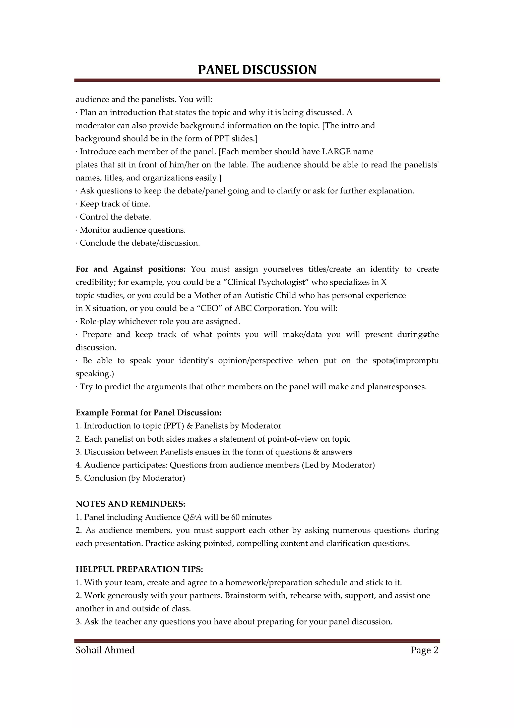 Panel discussion handouts by Sohail Ahmed Solangi | PDF