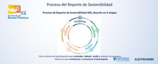 Proceso del Reporte de Sostenibilidad 
Proceso de Reporte de Sostenibilidad GRI, descrito en 5 etapas 
Ciclo continuo de participación para entender, debatir, medir y mejorar los procesos 
internos y para monitorear y comunicar el desempeño. 
 