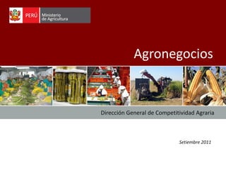 Agronegocios


Dirección General de Competitividad Agraria



                             Setiembre 2011
 