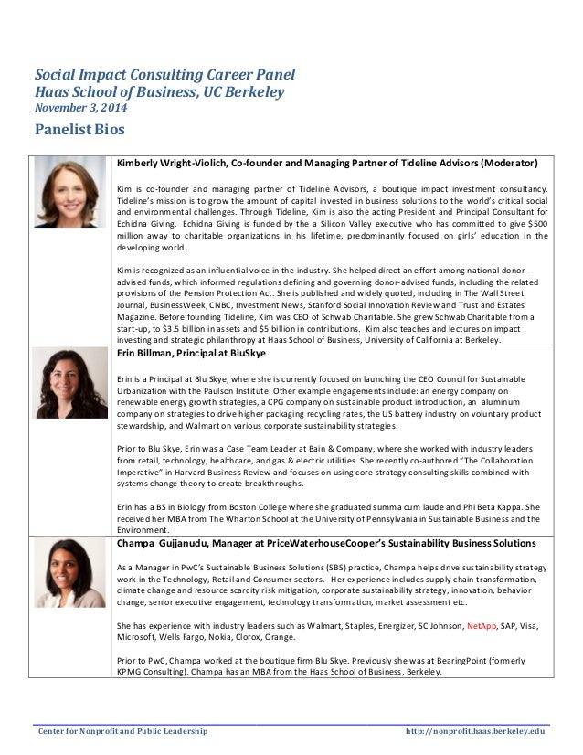 Social Impact Consulting Career Panelist 2014