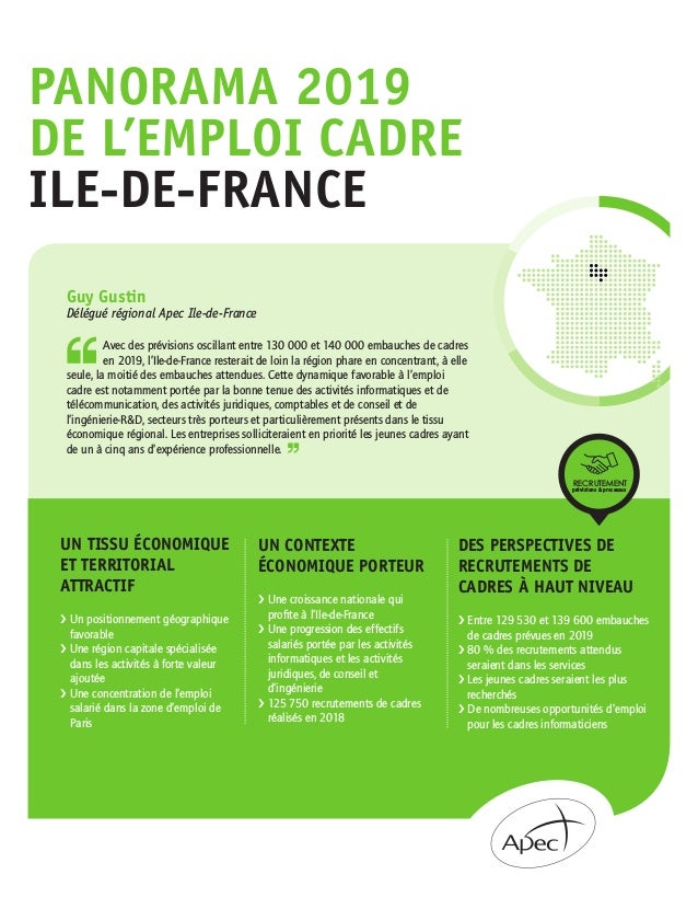 Etude Apec Panorama 2019 De L Emploi Cadre En Ile De France