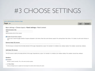 #3 CHOOSE SETTINGS
 