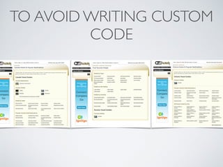 TO AVOID WRITING CUSTOM
CODE
 