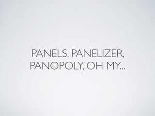 PANELS, PANELIZER,
PANOPOLY, OH MY...
 