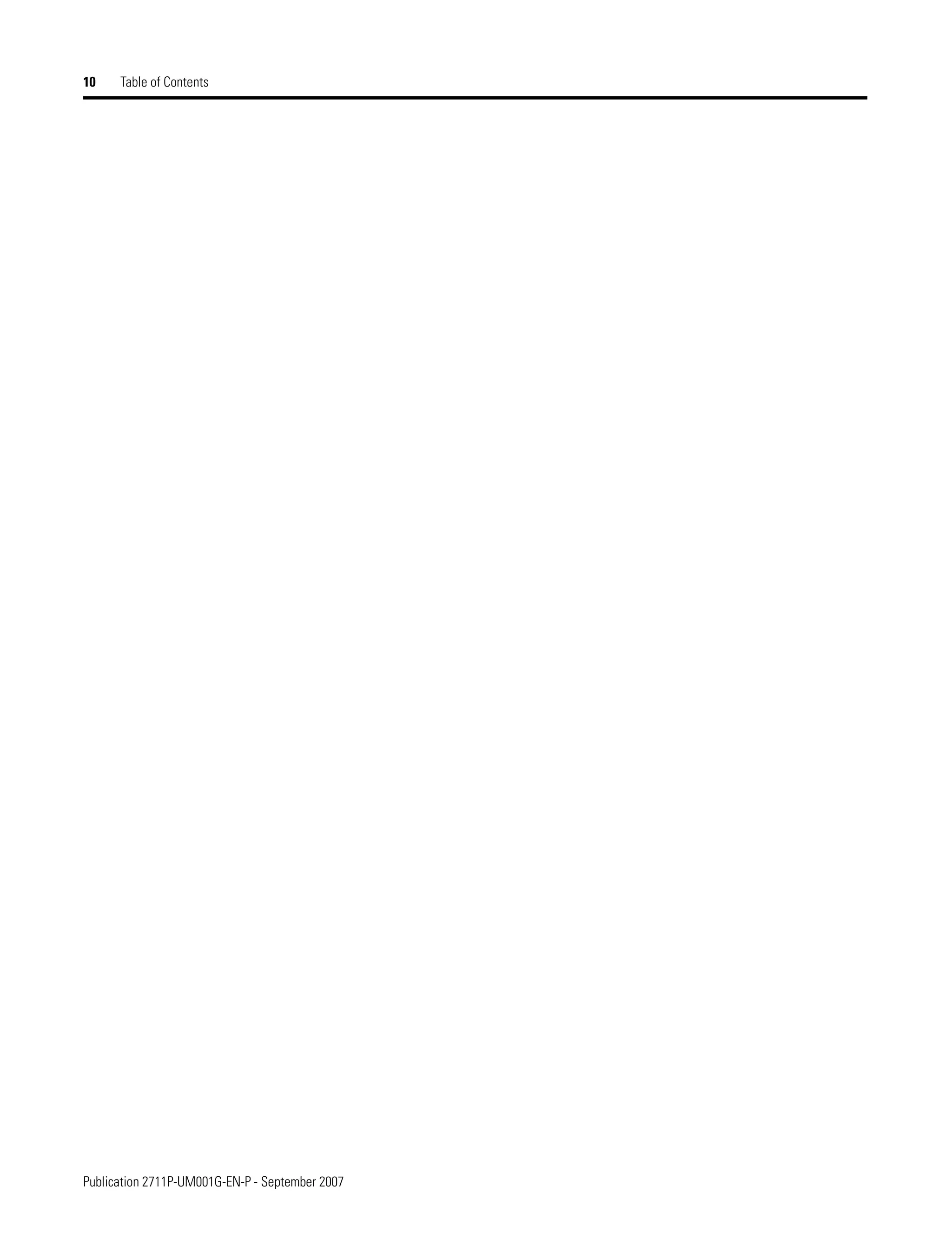 Publication 2711P-UM001G-EN-P - September 2007
10 Table of Contents
 