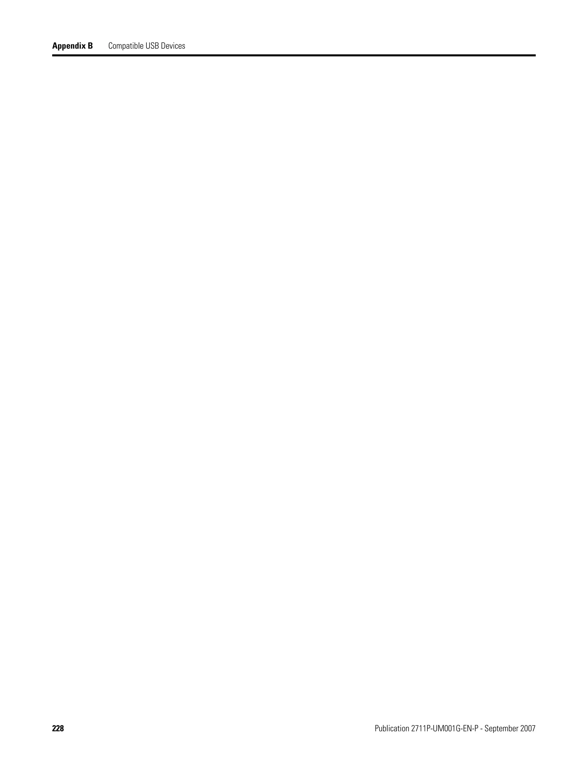 228 Publication 2711P-UM001G-EN-P - September 2007
Appendix B Compatible USB Devices
 