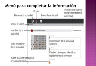Menú para completar la información