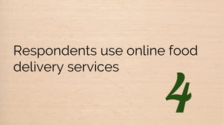 Respondents use online food
delivery services
4
 