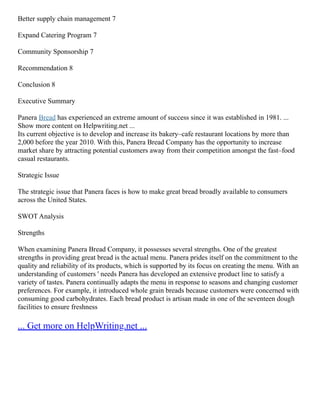 Panera Case Analysis Pdf