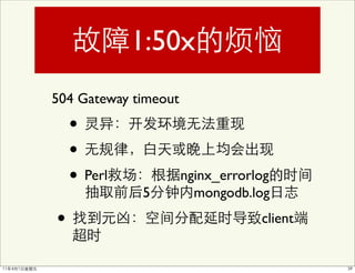 1:50x
504 Gateway timeout
    •
    •
    • Perl            nginx_errorlog
             5          mongodb.log

•                                 client
 