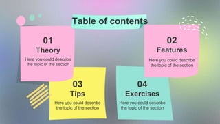 Divide the content
Jupiter is a gas giant and the
biggest planet in the entire
Solar System
Jupiter
Venus has a beautiful name
and is the second planet from
the Sun
Venus
 