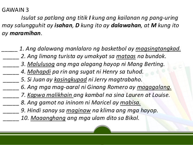 Pangungusap Na May Panaguring Pang Uri - na samooh