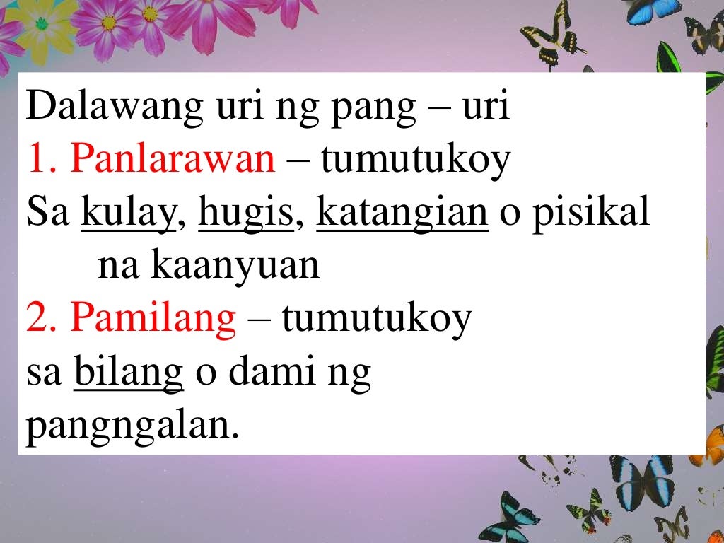 Pang uri (Panlarawan at Pamilang)