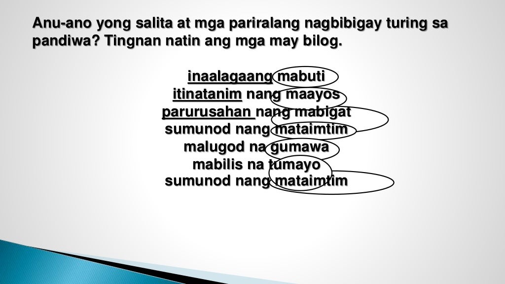 Pang abay Filipino Lesson Gr.6