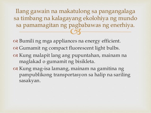 Pangangalaga Sa Timbang Na Kalagayang Ekolohiya