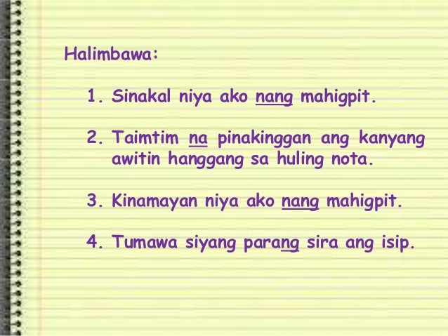 Pang Abay Example Sentence - mga paksa