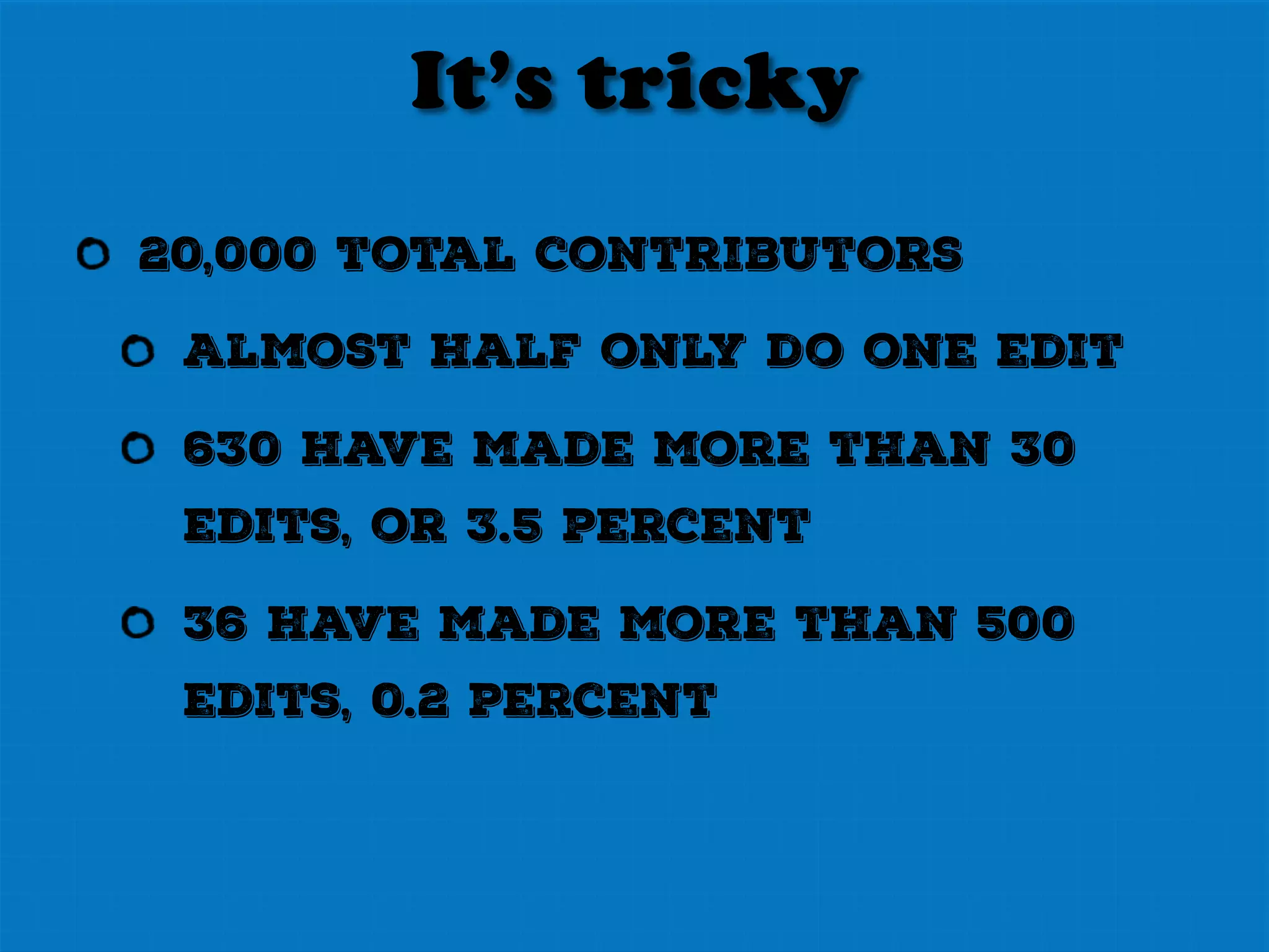 Working on things
Major tasks and browser
release fixes
Assigned to writers
Worked on during sprints
Spare time left for random
stuff that comes up
A lot of stuff in the backlog
 
