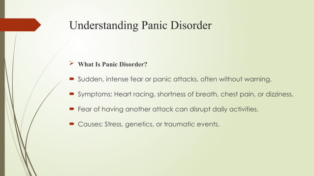 Panic Disorder Vs Generalized Anxiety Disorder Pptx