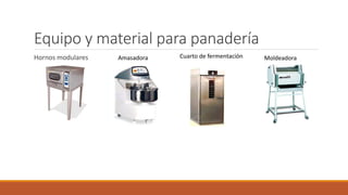Equipo y material para panadería
Hornos modulares Cuarto de fermentaciónAmasadora Moldeadora
 
