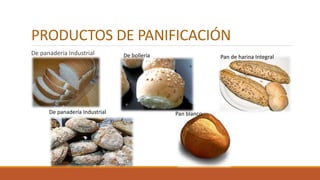 PRODUCTOS DE PANIFICACIÓN
De panadería Industrial
De panadería Industrial
De bollería
Pan blanco
Pan de harina Integral
 