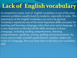 role of vocabulary in compeitive exam | PPT