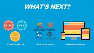 WHAT’S NEXT?
HTML5 / CSS3 / JS Responsive WebsitesOpen Source CMS
 