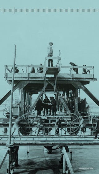 grue roulante utilisée pour la construction
DE L’USINE HYDROÉLECTRIQUE DE CUSSET - FÉVRIER 1896
La construction du Canal de Jonage - Alain et Denis Varaschin
 
