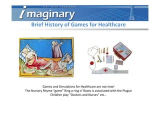 Brief History of Games for Healthcare




            Games and Simulations for Healthcare are not new!
The Nursery Rhyme ...