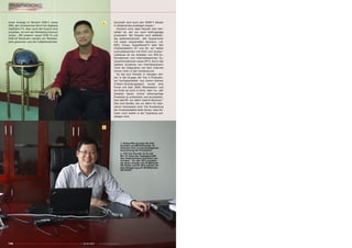 einen Anstieg im Bereich DVB-C sowie                                                                  1          terschaft wird auch den ISDB-T Absatz
ABS, der chinesischen Norm für digitales                                                                         in Südamerika ansteigen lassen.“
Satelliten-TV. Aber auch der Export wird                                                                           Deutlich wird, dass Panodic kein Her-
anziehen, ist sich der Marketing Director                                                                        steller ist, der nur nach Auftragslage
sicher: „Mit unseren neuen DVB-T2 und                                                                            produziert. Bei Panodic wird selbstän-
DVB-S2 Receivern werden wir Marktan-                                                                             dig weiterentwickelt. „Wir kooperieren
teile gewinnen und die Fußballweltmeis-                                                                          mit vielen industriellen Partnern, z.B.
                                                                                                                 NDS, Conax, SuperNovelTV oder den
                                                                                                                 Chipherstellern ST und Ali. wir haben
                                                                                                                 Lizenzabkommen mit DiVX und Inview.“
                                                                                                                 Letzteres ist ein Anbieter von EPG-In-
                                                                                                                 formationen und internetbasierten Zu-
                                                                                                                 satzinformationen sowie IPTV. Durch die
                                                                                                                 weitere Zunahme von Hybridreceivern
                                                                                                                 rückt die Integration mit dem Internet
                                                                                                                 immer mehr in den Vordergrund.
                                                                                                                   So hat sich Panodic in wenigen Jah-
                                                                                                                 ren in die Gruppe der Top 5 Produzen-
                                                                                                                 ten hochgearbeitet. Aus einem kleinen
                                                                                                                 3-Mann-Gründungsteam wurde eine
                                                                                                                 Firma mit fast 2000 Mitarbeitern und
                                                                                                                 ein Ende ist nicht in Sicht. Alan Yu: „Wir
                                                                                                                 arbeiten daran, immer höherwertige
                                                                                                                 Produkte zu entwickeln und anzubieten.
                                                                                                                 Das betrifft vor allem Hybrid-Receiver.“
                                                                                                                 Das sind Geräte, die vor allem für Ope-
                                                                                                                 rators interessant sind. Die Ausweitung
                                                                                                                 der Produktpalette lässt ahnen, dass Pa-
                                                                                                                 nodic noch weiter in der Topklasse auf-
                                                                                                                 steigen wird.



                                                                                                      2




                                                                                                                         1. Huang Wei ist einer der drei
                                                                                                                         Gründer von MICO/Panodic. Er
                                                                                                                         kümmert sich um die strategische
                                                                                                                         Ausrichtung der Produktion.
                                                                                                                         2. CEO bei Panodic ist Xu Hai
                                                                                                                         Bin. Er leitet das Tagesgeschäft
                                                                                                                         des Unternehmens und kann uns
                                                                                                                         verraten: "Im Jahr 2011 erzielten
                                                                                                                         wir einen Umsatz von 70 Millionen
                                                                                                                         US-Dollar und für 2012 erarten wir
                                                                                                                         eine Steigerung auf 100 Millionen
                                                                                                                         US-Dollar."




130 TELE-satellite International — The World‘s Largest Digital TV Trade Magazine — 02-03/2012 — www.TELE-satellite.com
 