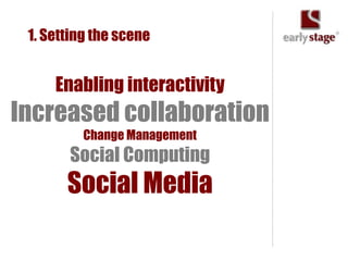 1. Setting the scene


     Enabling interactivity
Increased collaboration
          Change Management
       Social Computing
       Social Media
 
