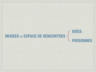 {
IDÉES
MUSÉES = ESPACE DE RENCONTRES
PERSONNES