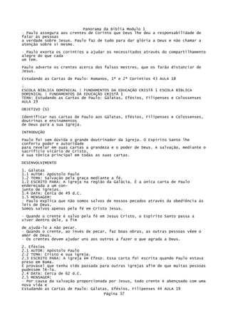 Panorama Da BíBlia Modulo 1   Bloco De Notas