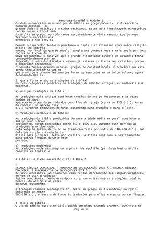Panorama Da BíBlia Modulo 1   Bloco De Notas