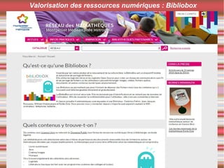 Valorisation des ressources numériques : Bibliobox
 