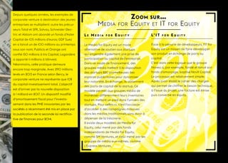 ZOOM
ZOOM
ZOOM
ZOOM
L e M e d i a f o r E q u i t y
Le Media for Equity est un mode
alternative de soutien aux startups
qu...