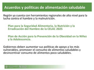 Políticas desde el consumo
Políticas desde el consumo
• Guías alimentarias basadas en alimentos (GABAs)
• Impuestos para e...