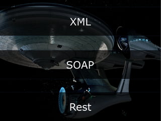 XML
SOAP
Rest
 
