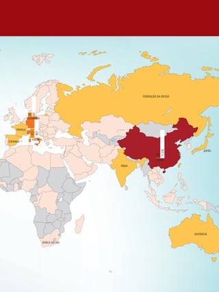 FEDERAÇÃO DA RUSSIA
             195
             947




             ALEMANHA


    FRANÇA
              861
              423




                ITÁLIA
ESPANHA

                                                                             JAPÃO


                                                          1.318
                                                          52
                                                          CHINA
                                         ÍNDIA




                                                                       AUSTRÁLIA

                         ÁFRICA DO SUL




                                                                                   33
 