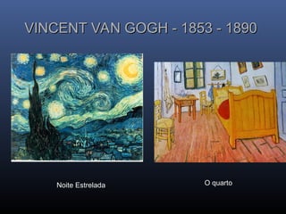 VINCENT VAN GOGH - 1853 - 1890
VINCENT VAN GOGH - 1853 - 1890
Noite Estrelada O quarto
 