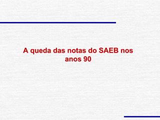 A queda das notas do SAEB nos
anos 90
 