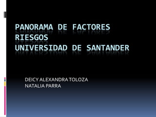 PANORAMA DE FACTORES  RIESGOS  UNIVERSIDAD DE SANTANDER DEICY ALEXANDRA TOLOZA NATALIA PARRA 