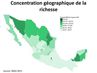 Concentration géographique de la
richesse
Source: INEGI 2011
 