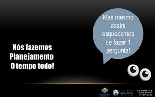 Nós fazemos 
Planejamento 
O tempo todo! 
Mas mesmo 
assim 
esquecemos 
de fazer 1 
pergunta! 
 