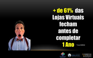 + de 61% das 
Lojas Virtuais 
fecham 
antes de 
completar 
1 Ano * Fonte SEBRAE 
 