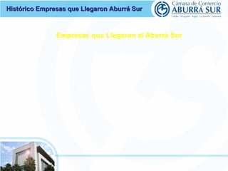 Histórico EEmmpprreessaass qquuee LLlleeggaarroonn AAbbuurrrráá SSuurr 
Empresas que Llegaron al Aburrá Sur 
123 
156 
186 196 
262 257 
300 
250 
200 
150 
100 
50 
0 
2008 2009 2010 2011 2012 2013 
 