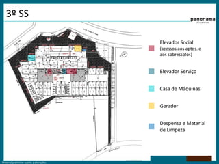 3º SSElevador Social(acessos aos aptos. e aos sobressolos)Elevador ServiçoCasa de MáquinasGeradorDespensa e Material de Limpeza