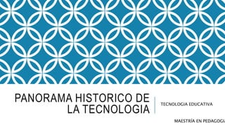 PANORAMA HISTORICO DE 
LA TECNOLOGIA 
TECNOLOGIA EDUCATIVA 
MAESTRÍA EN PEDAGOGIA 
 