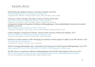 Panorama des logiciels de gestion de références bibliographiques