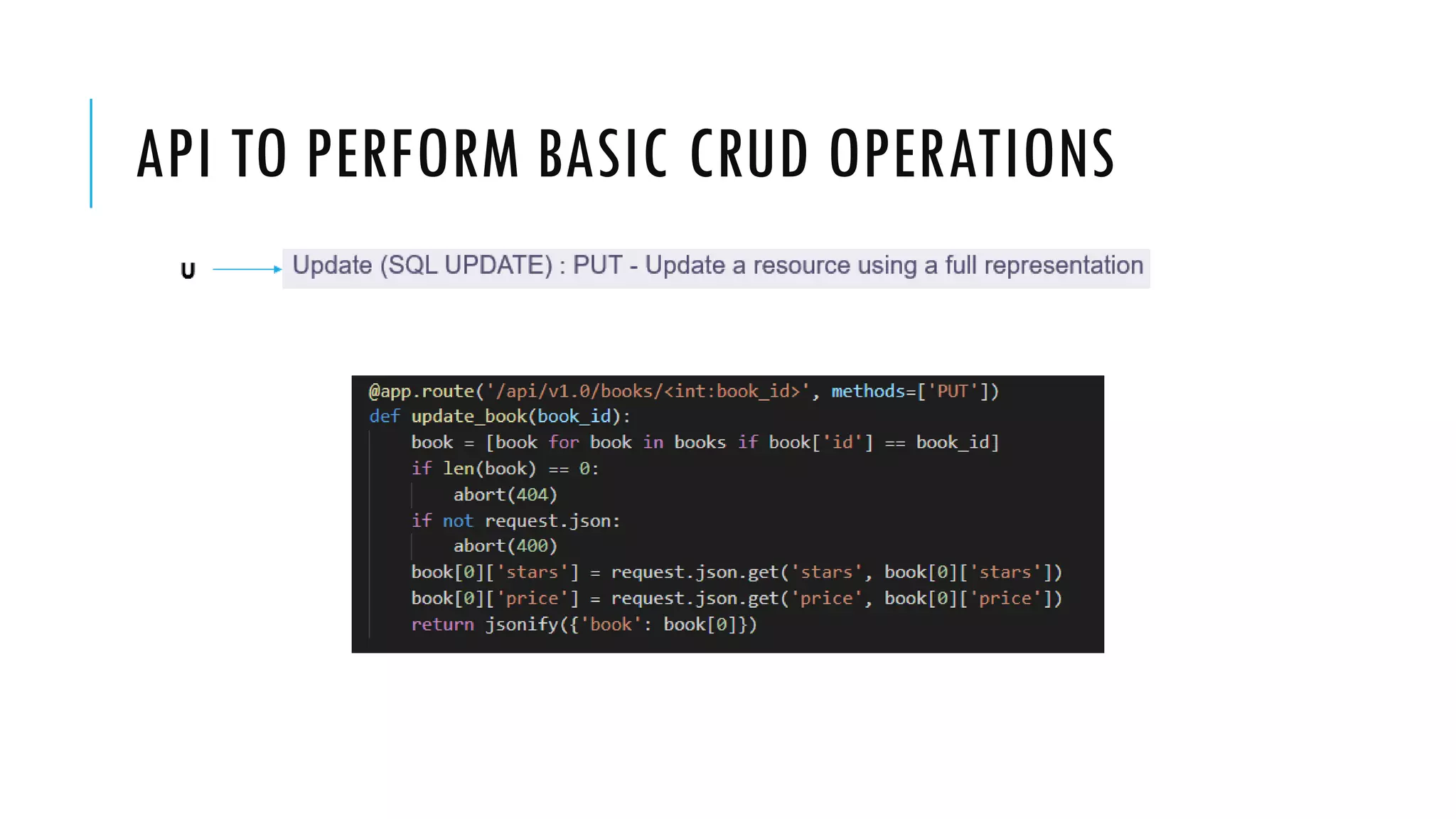 API TO PERFORM BASIC CRUD OPERATIONS
 